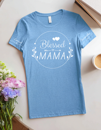Load image into Gallery viewer, Personalized Blessed Mama Tshirt with Kid Names on Sleeve, Mothers Day Gift, Birthday Gift for Mom, New Mom Gift, Cool Mom Tshirt
